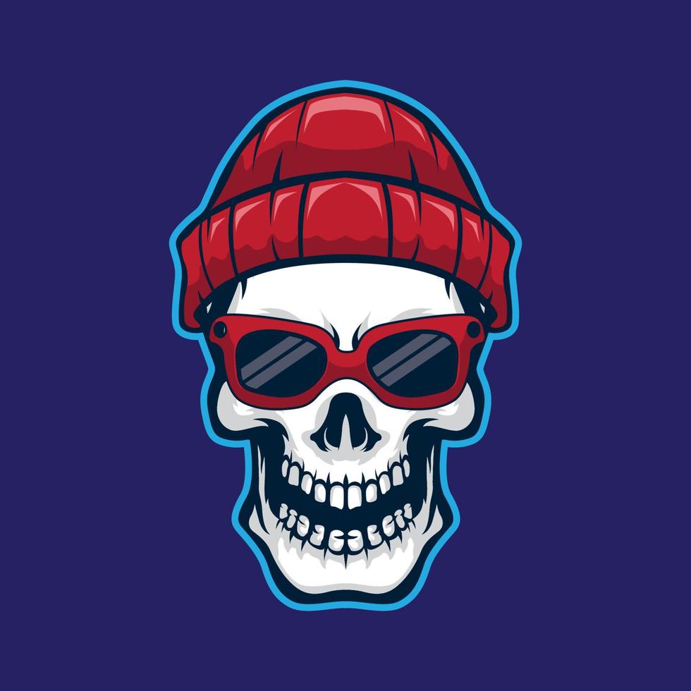 Skull smoke with beanie and glasses vector