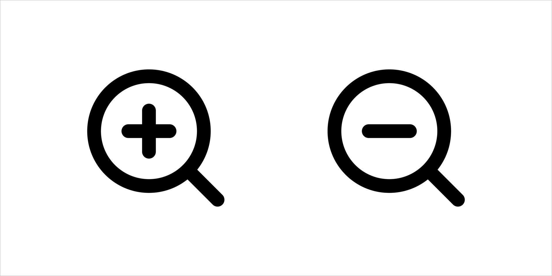 Zoom in and Zoom out magnifying glass icon vector