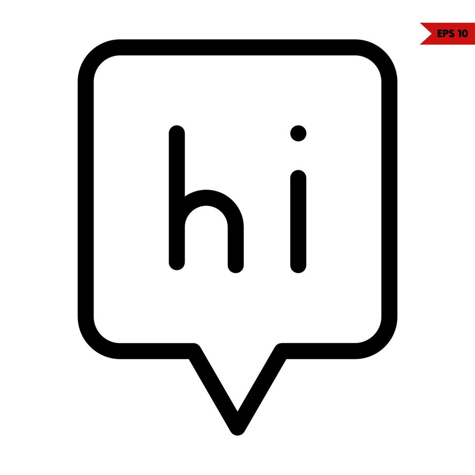 hi in speech bubble line icon vector