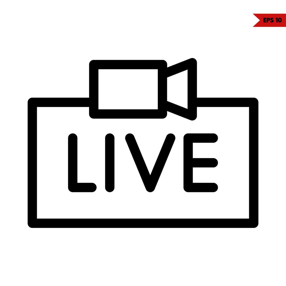 live in frame with camera video line icon vector