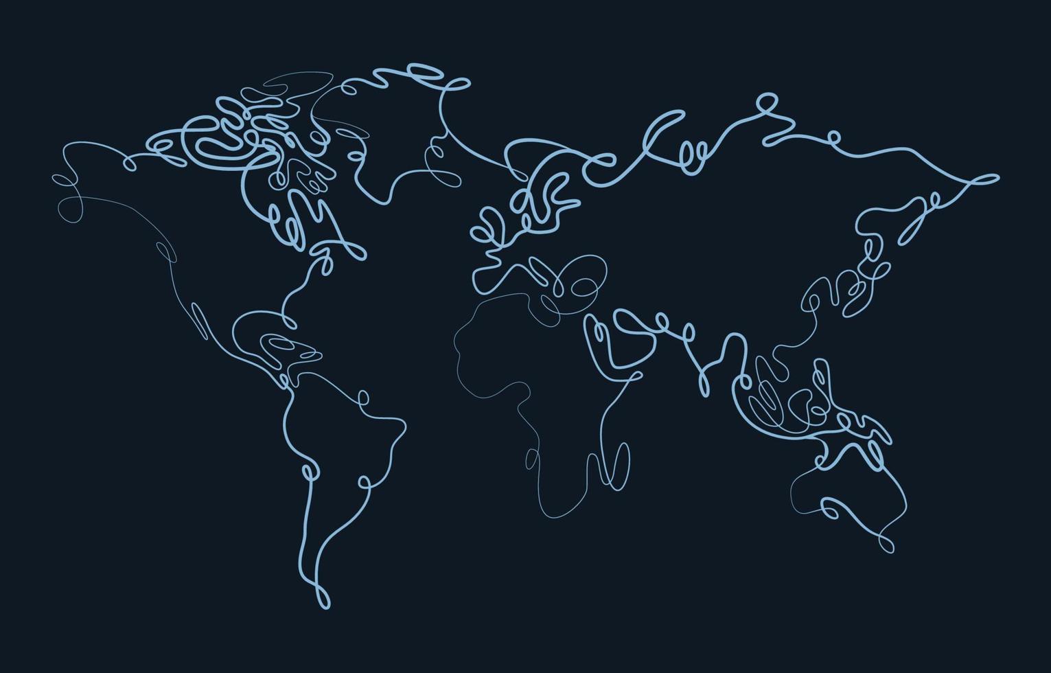 One Stroke Line World Map Concept vector