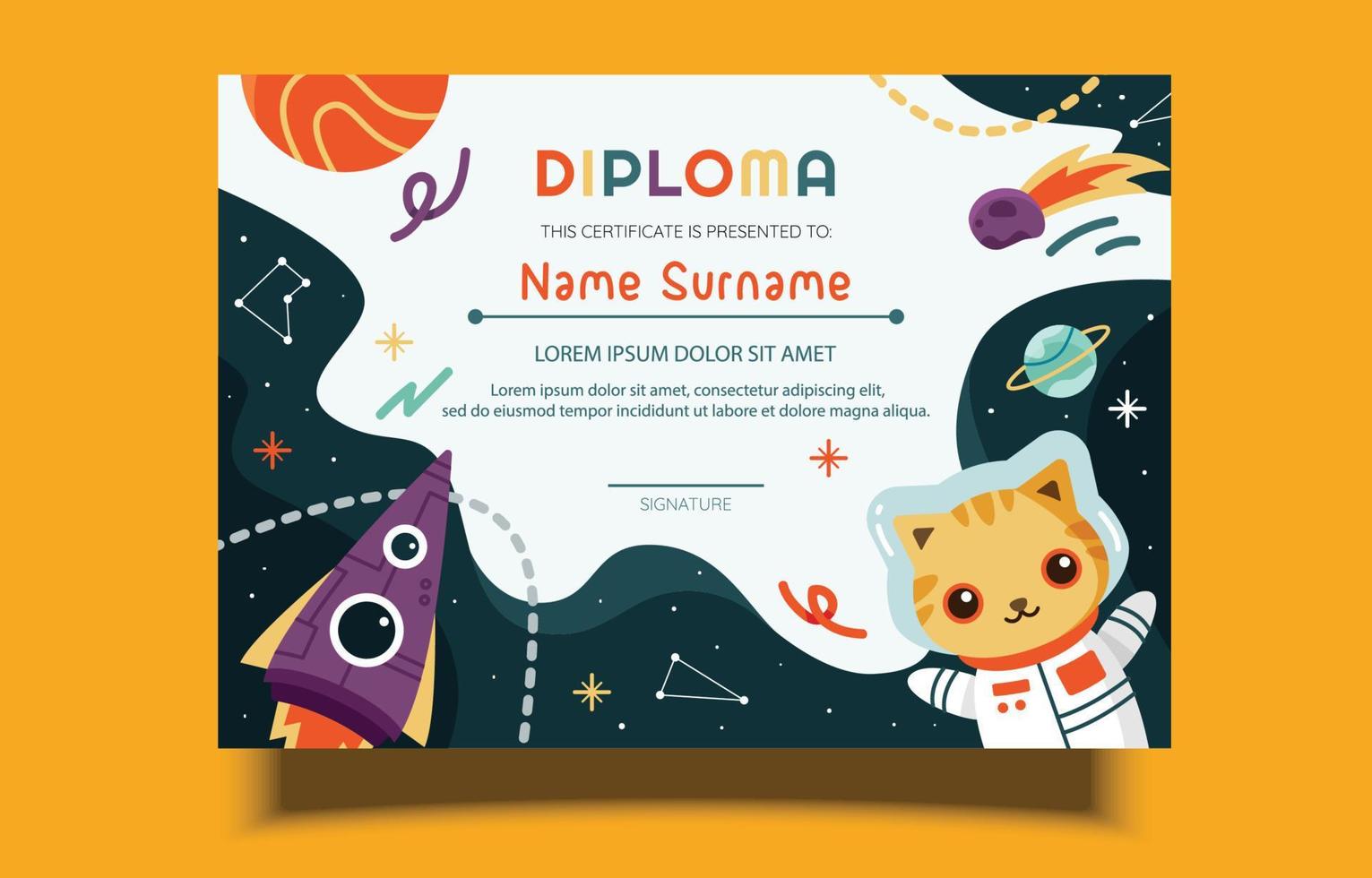 Children Certificate Template Design vector