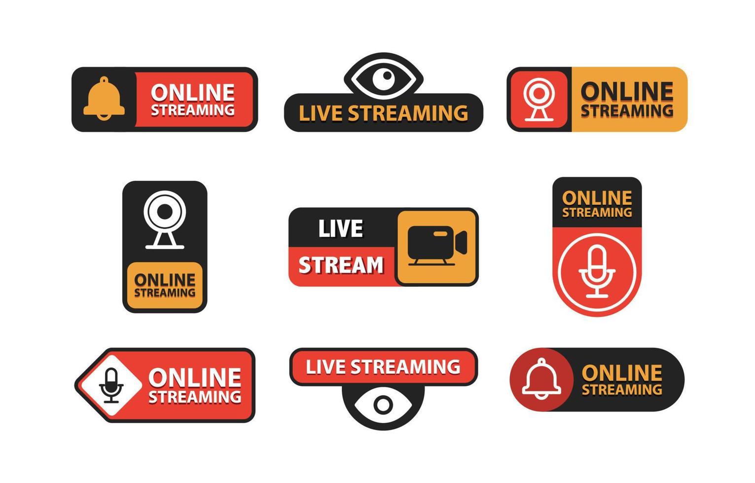 Live Streaming Badges Design Pack vector