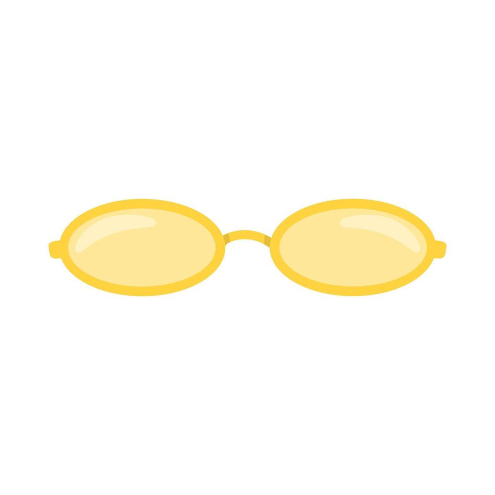 elegante plano amarillo Gafas de sol aislado en blanco antecedentes. un Moda accesorio con un oval marco y amarillo lentes. vector