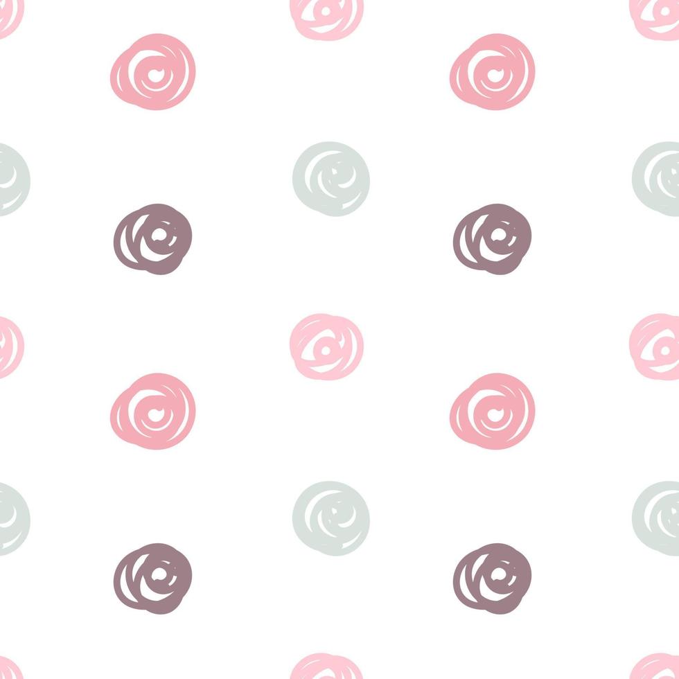 Seamless pattern round doodles on a white background. Pastel delicate pattern ideal for printing on fabric. vector
