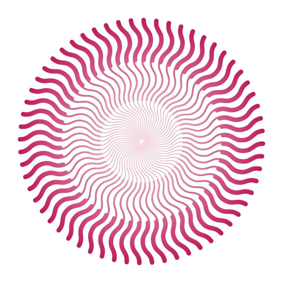 Red lines spiral vortex circle vector illustration. Mandala striped line swirl pattern.