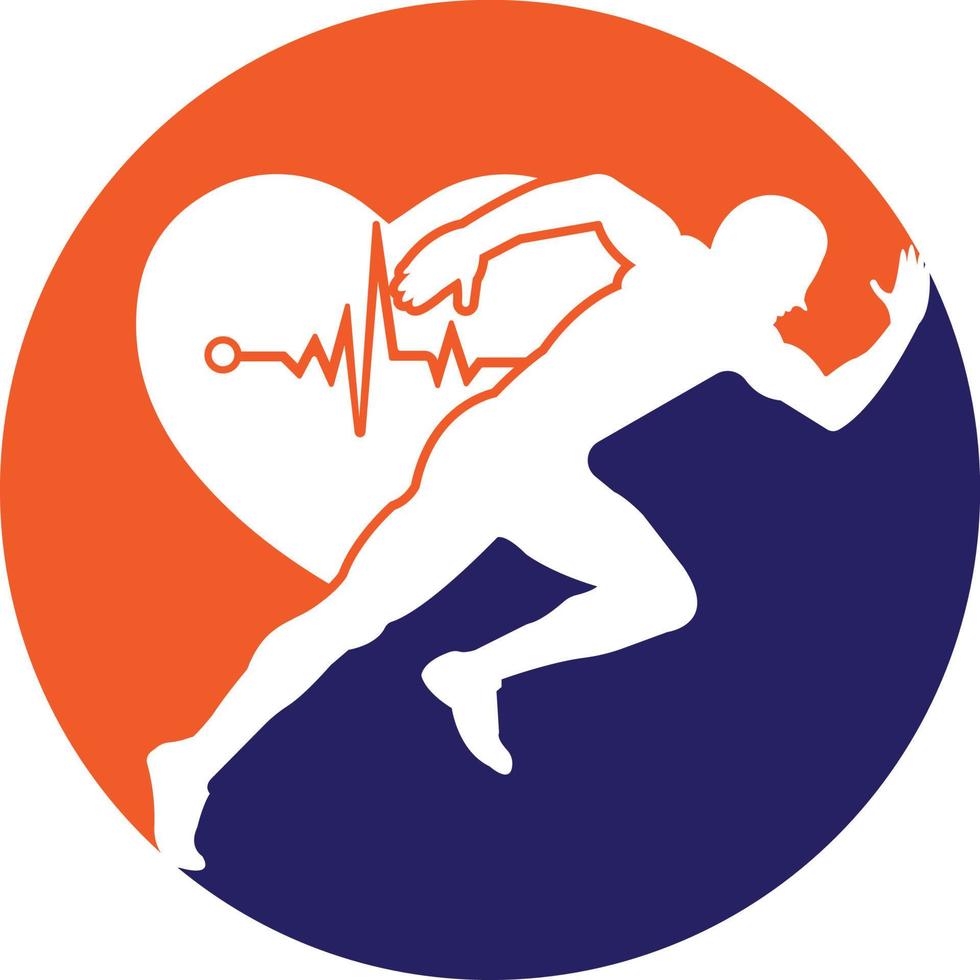 man avatar running with heart pulse silhouette style icon design, Marathon athlete training and fitness theme Vector illustration