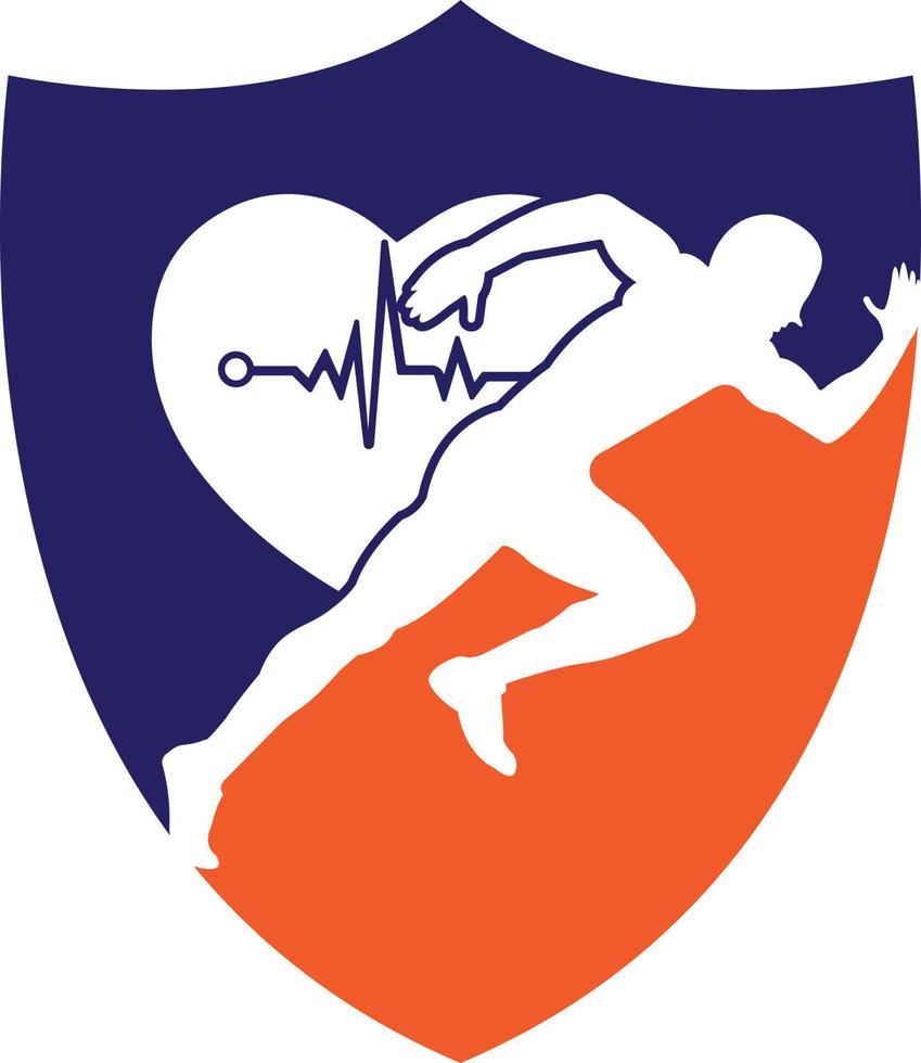 man avatar running with heart pulse silhouette style icon design, Marathon athlete training and fitness theme Vector illustration