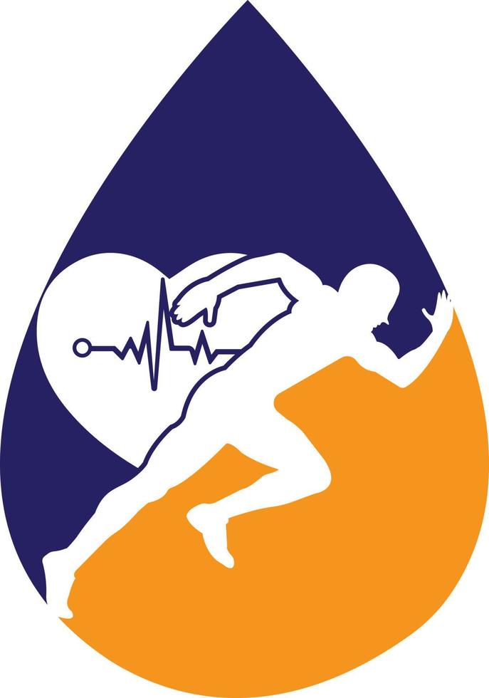 hombre avatar corriendo con corazón legumbres silueta estilo icono diseño, maratón atleta formación y aptitud tema vector ilustración