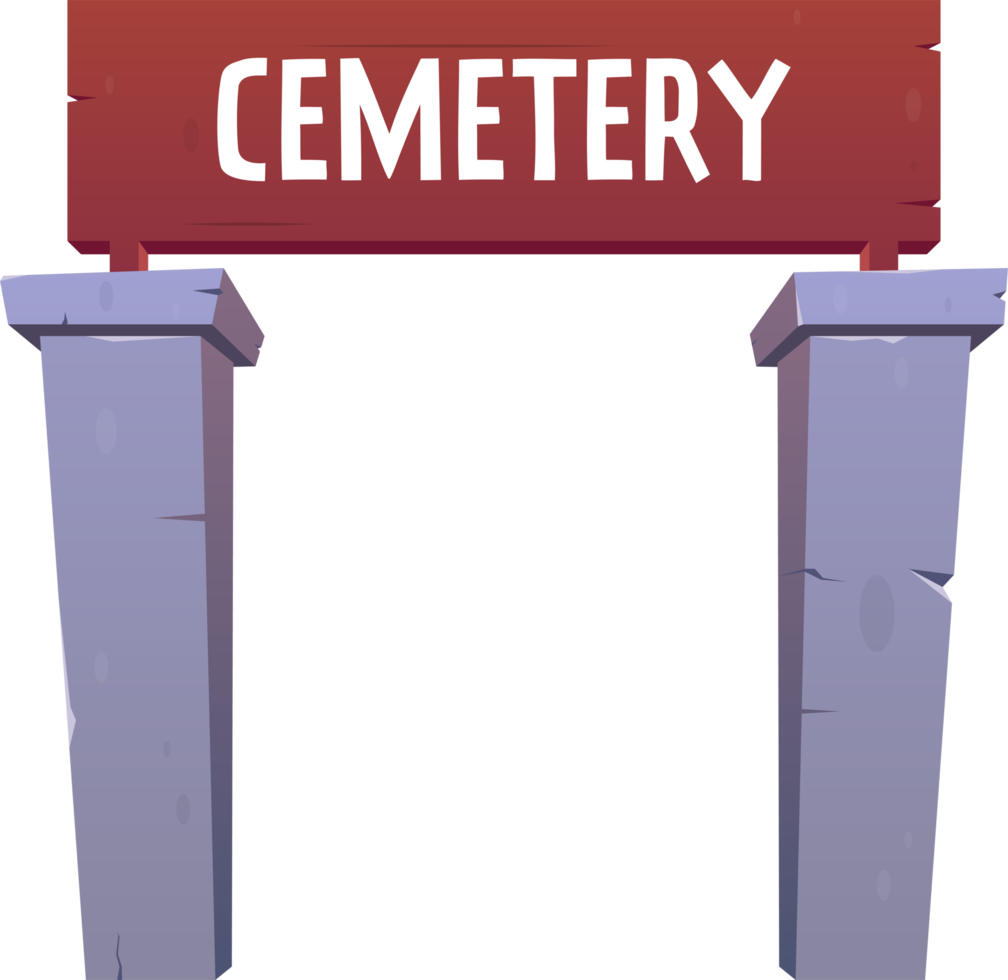 Cemetery fence in cartoon style png