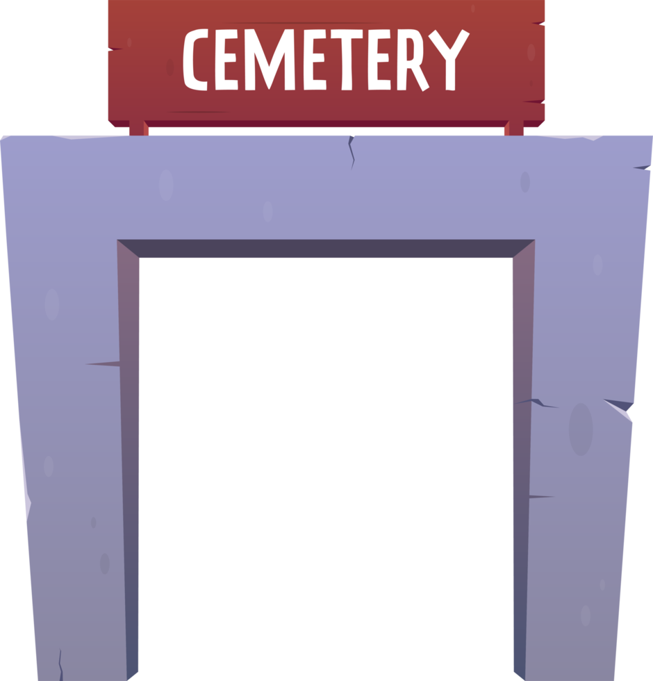 Cemetery fence in cartoon style png