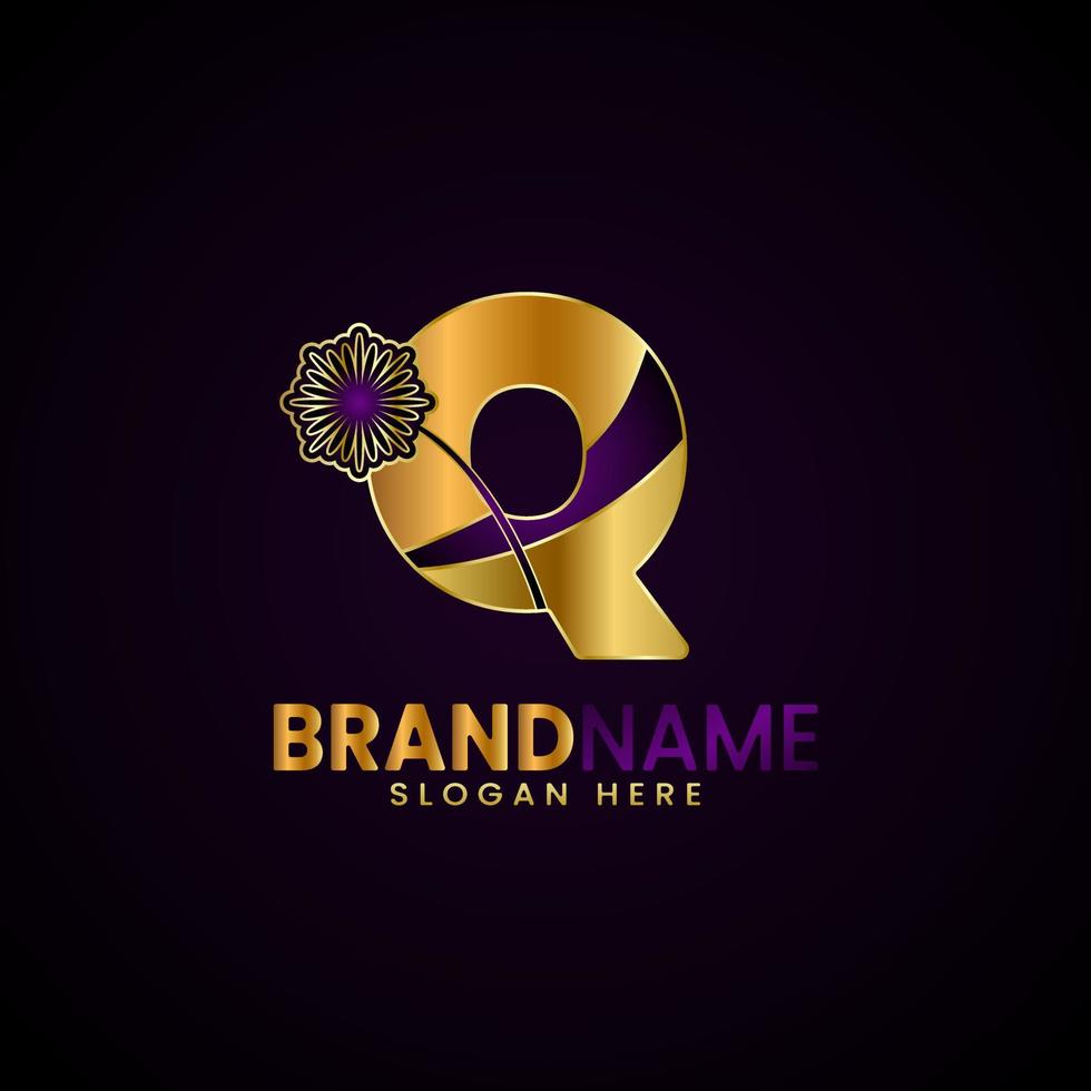 lujo inicial letra q logo diseño, para compañía, boutique, negocios, moda, etc vector