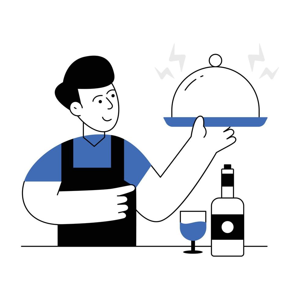 Trendy Waiter Service vector