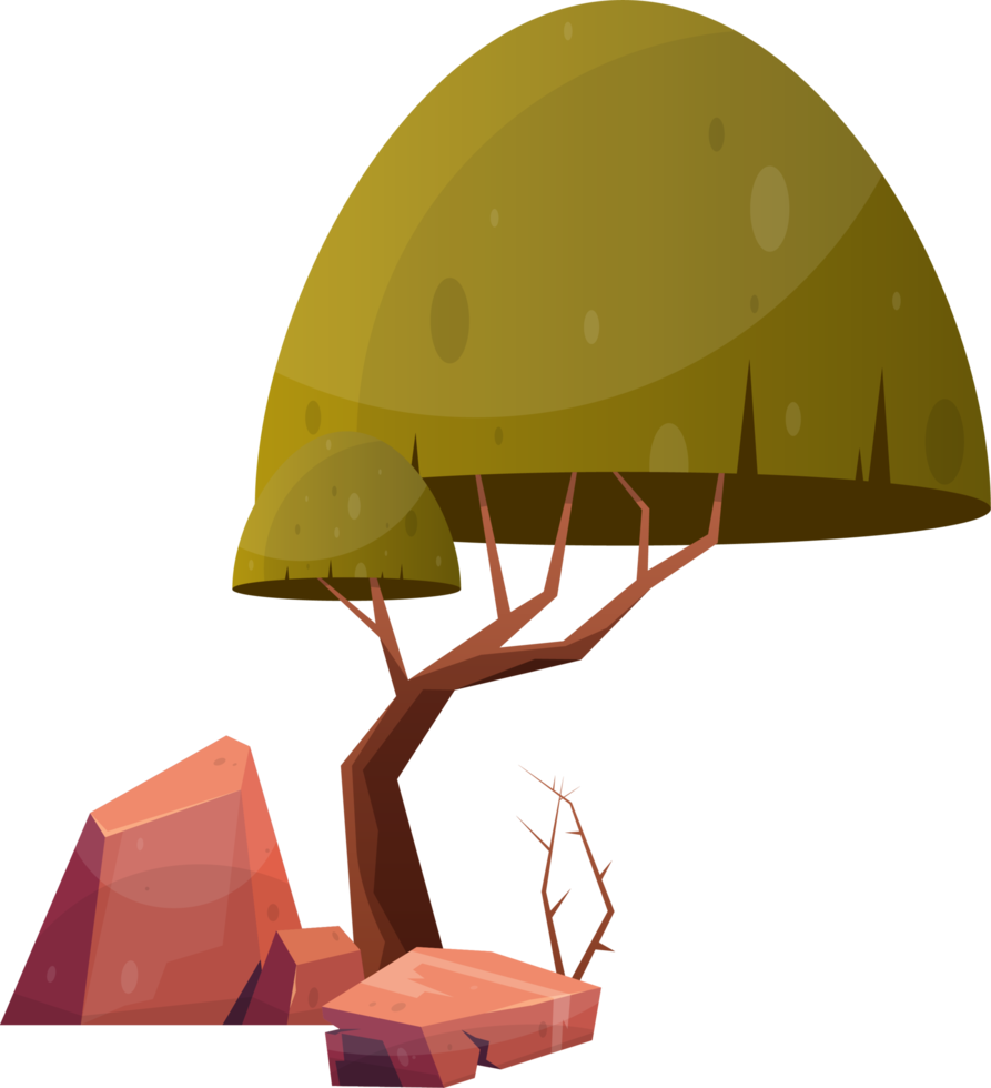 Desert rock with plants png