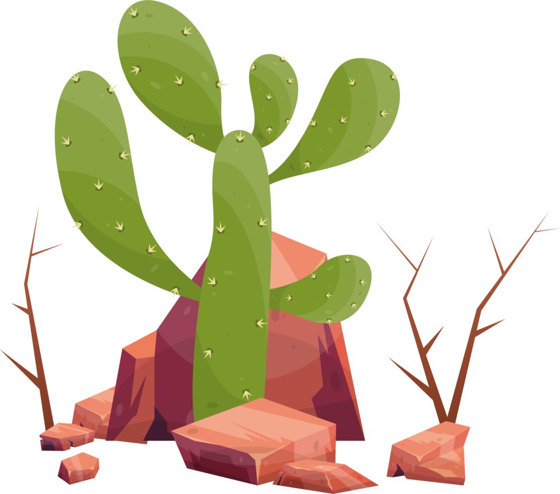 Desert rock with plants png