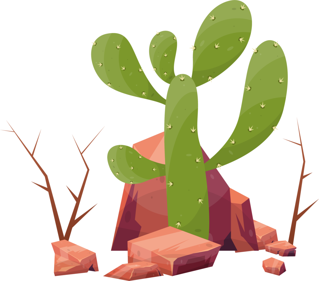 Desert rock with plants png