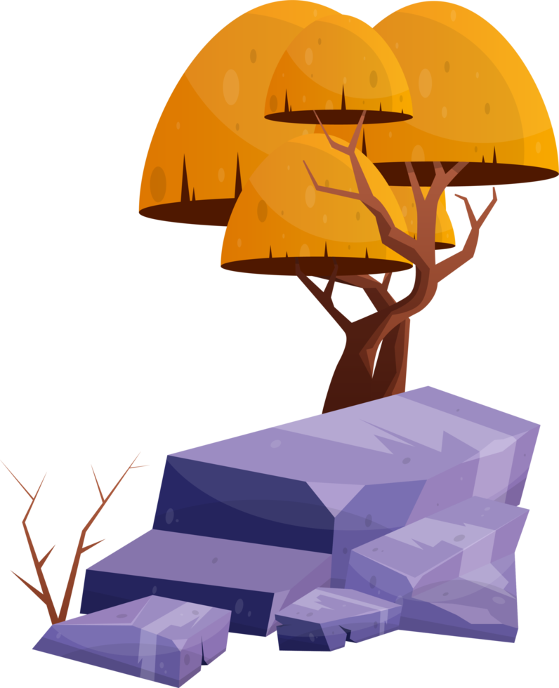 Desert rock with plants png