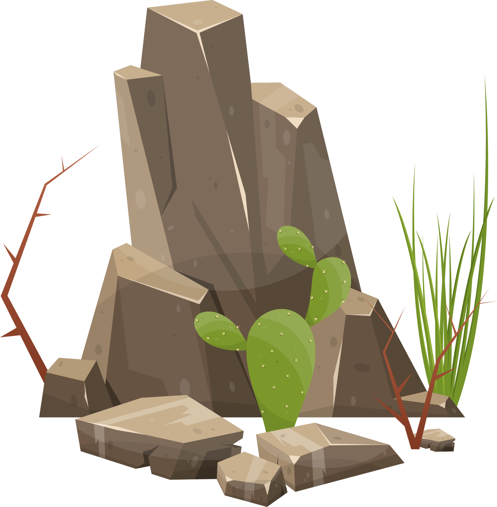 Desert rock with plants 21832294 PNG