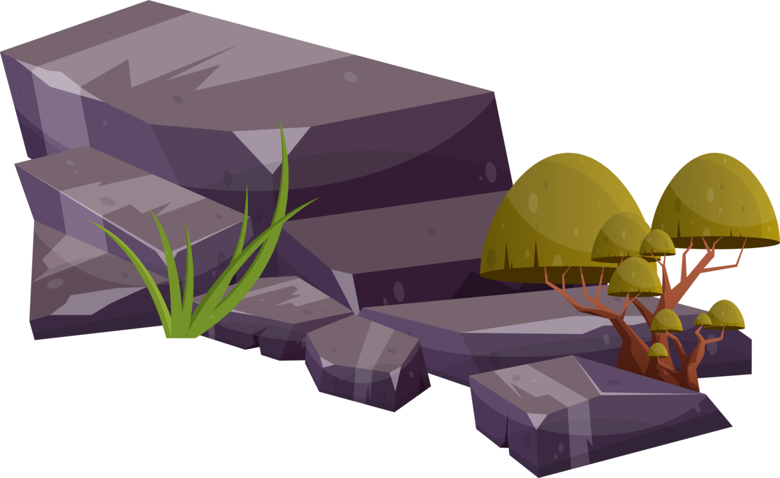 Desert rock with plants png