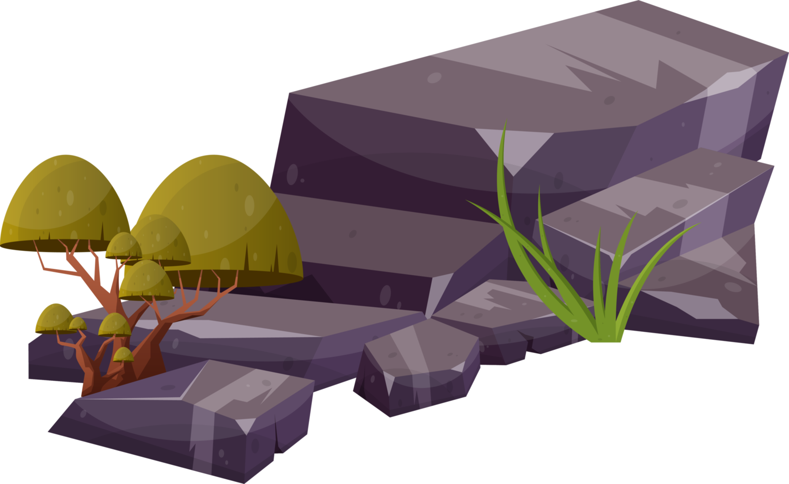 Desert rock with plants png