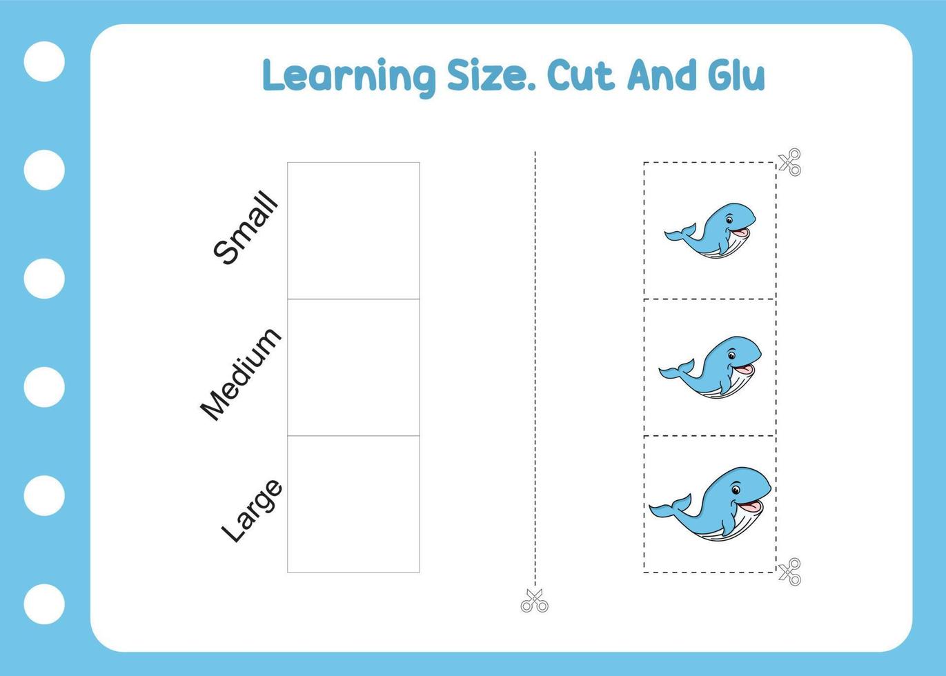learning size cut and glue the whale vector