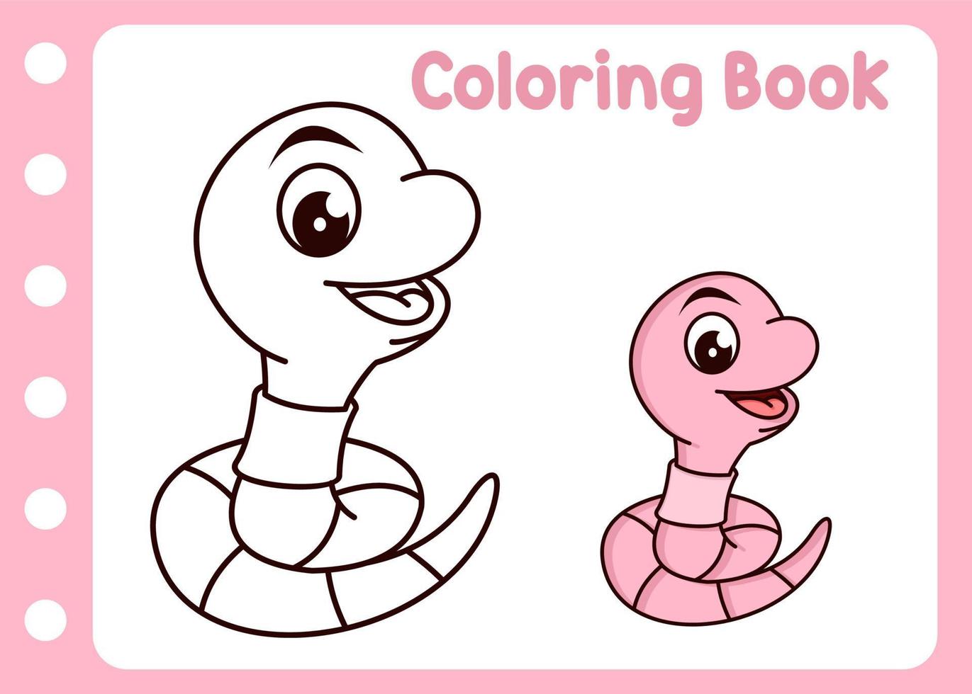 coloring book for worm vector