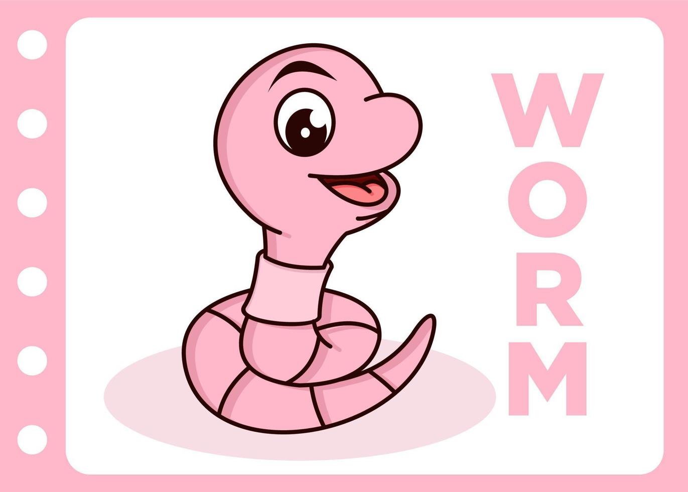 letter w for worm cartoon vector