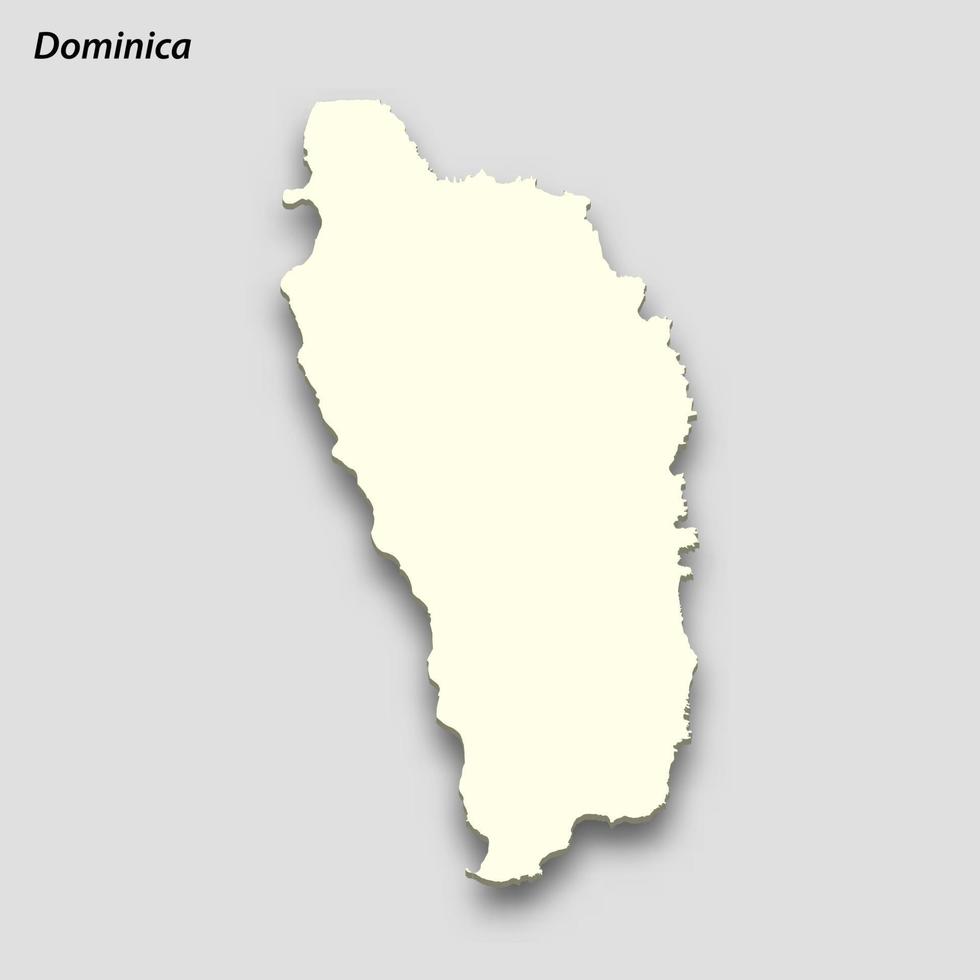 3d isometric map of Dominica isolated with shadow vector