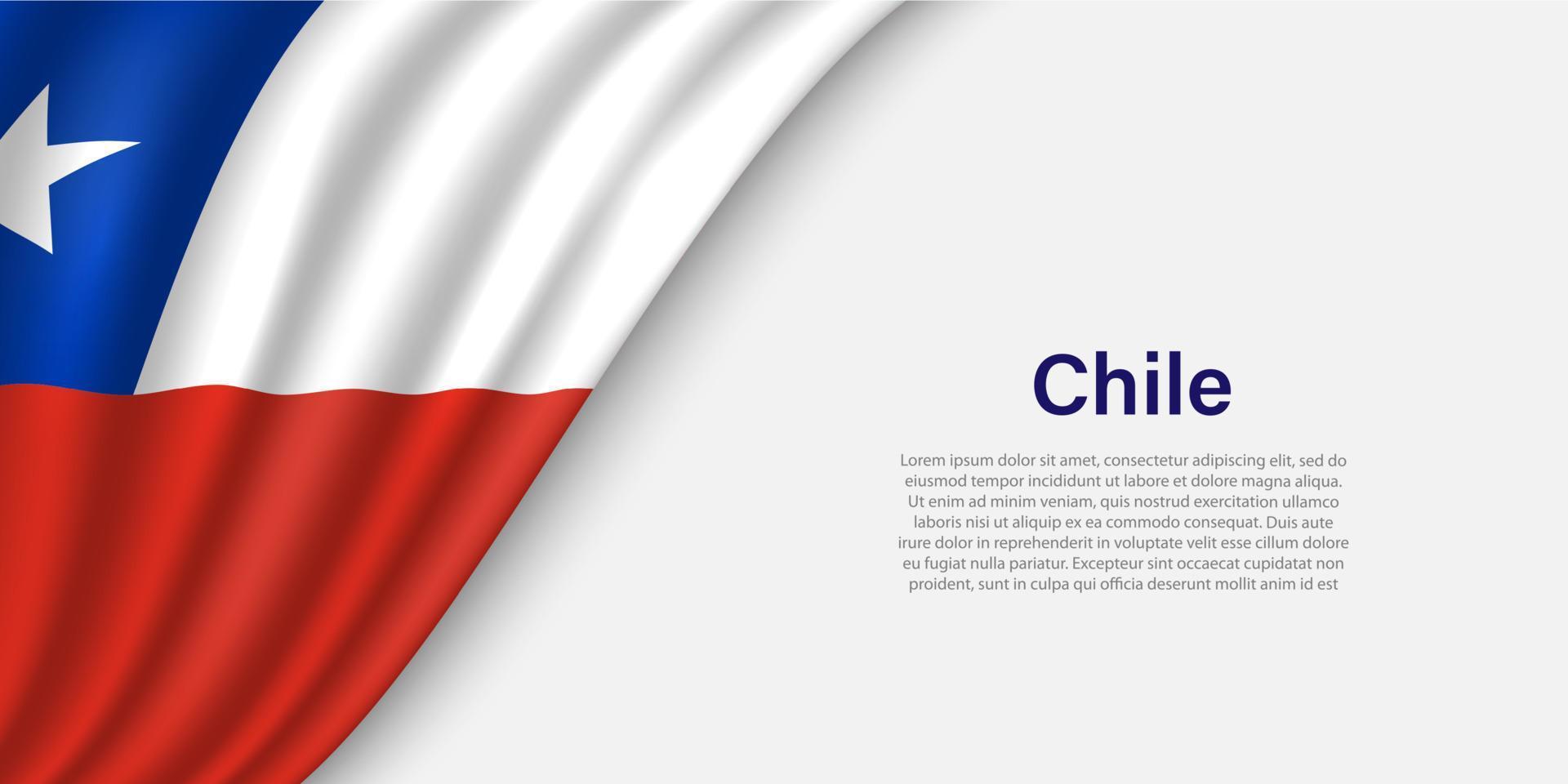 Wave flag of Chile on white background. vector