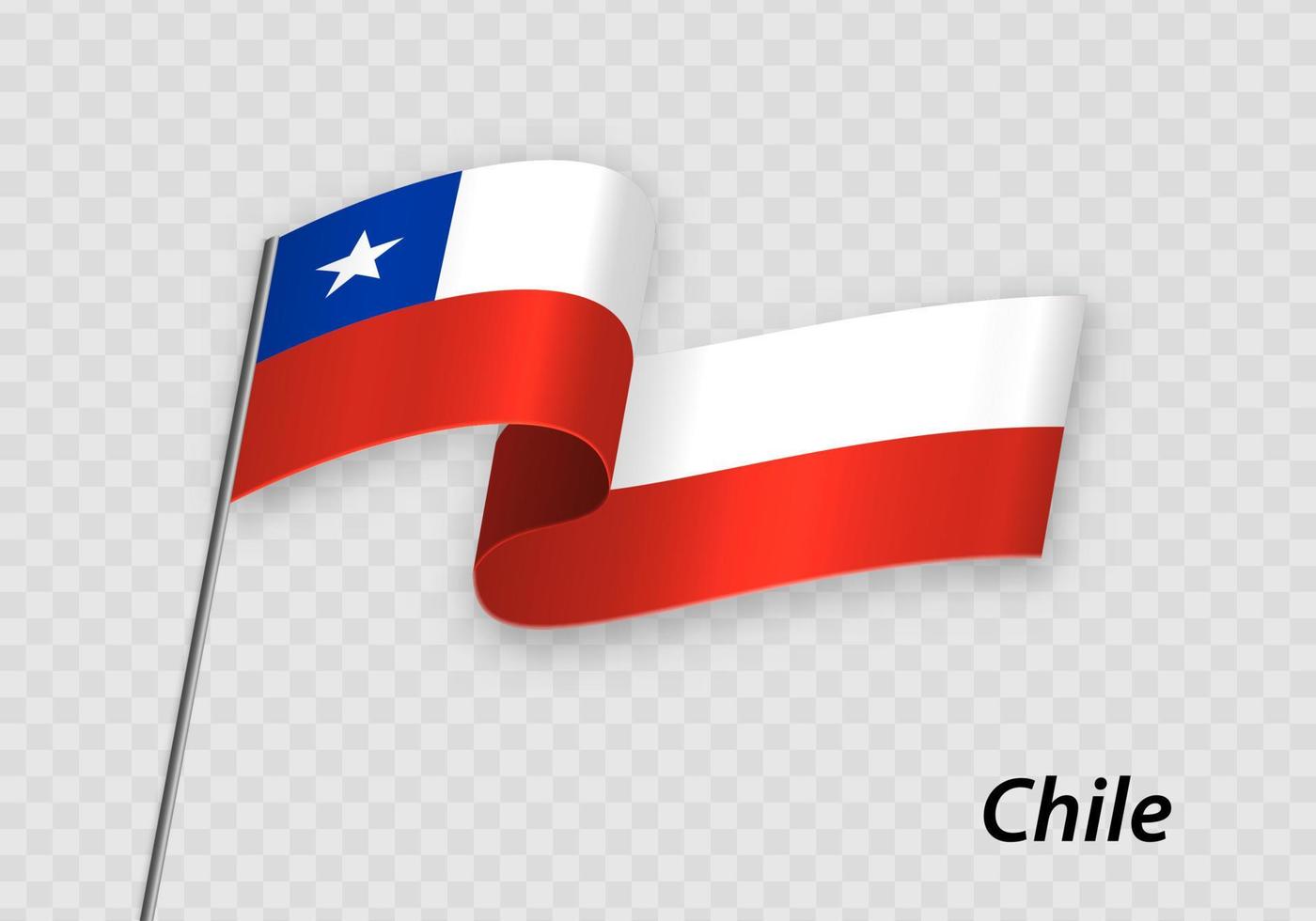 Waving flag of Chile on flagpole. Template for independence day vector