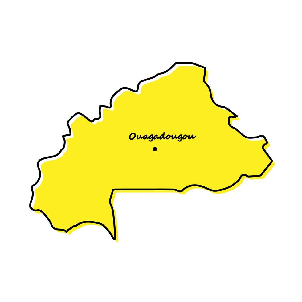 Simple outline map of Burkina Faso with capital location vector
