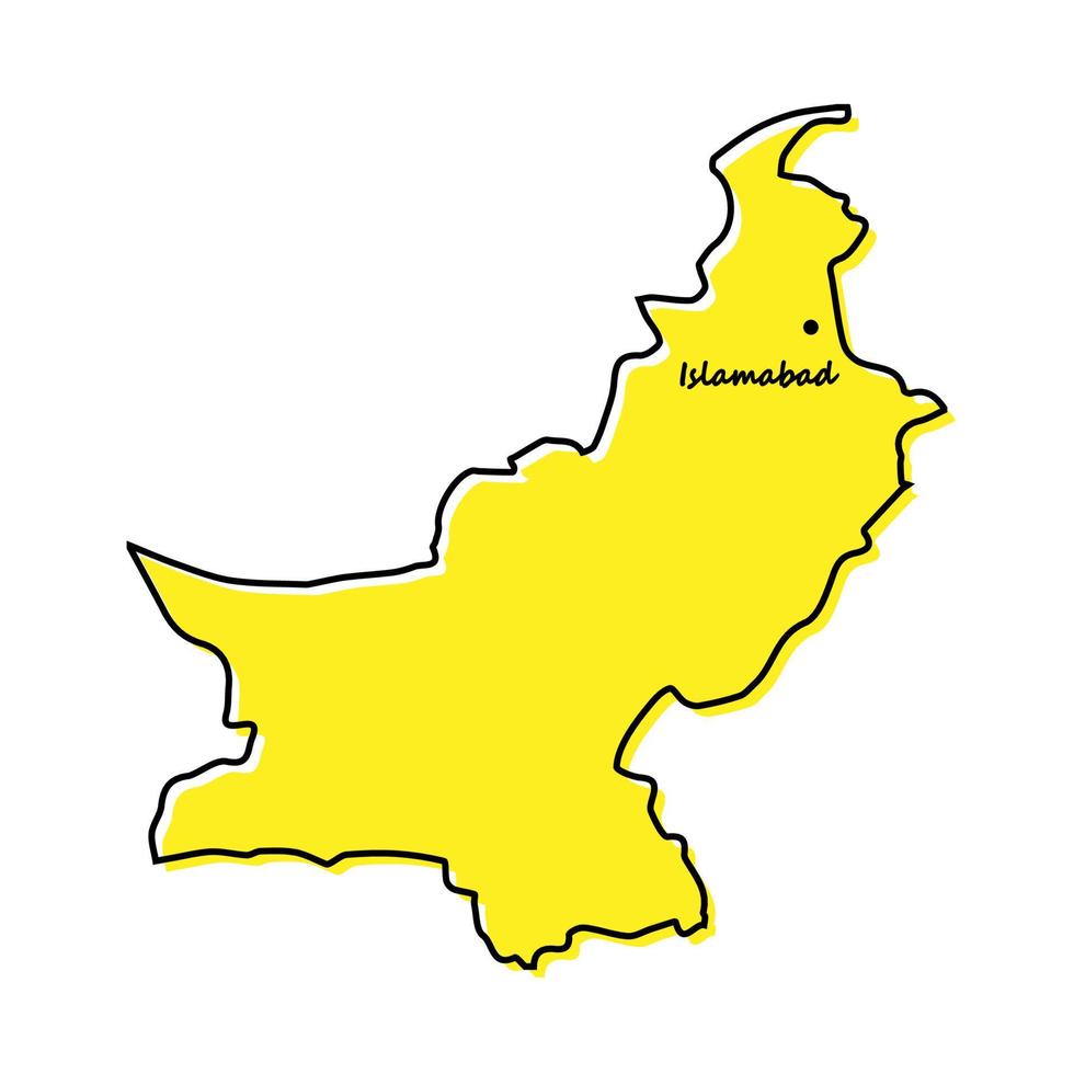 sencillo contorno mapa de Pakistán con capital ubicación vector