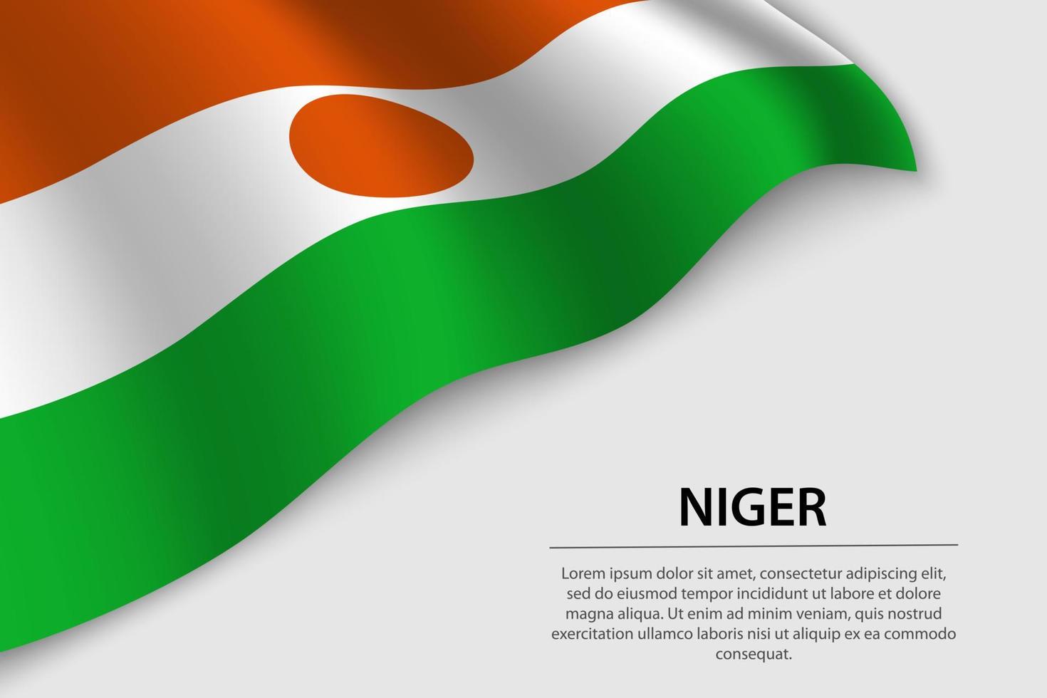 Wave flag of Niger on white background. Banner or ribbon vector