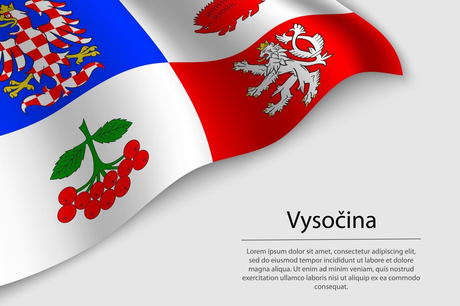 Wave flag of Vysocina is a state of Czech republic. vector