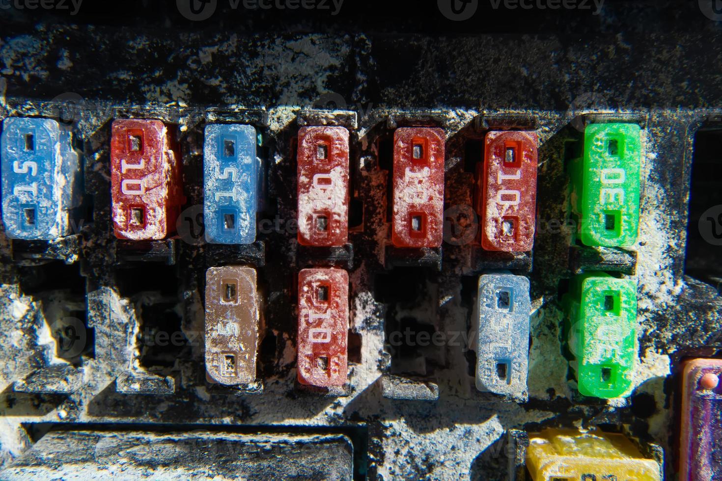 the electronic unit of the car damaged by salt water, the car after flooding with water. photo