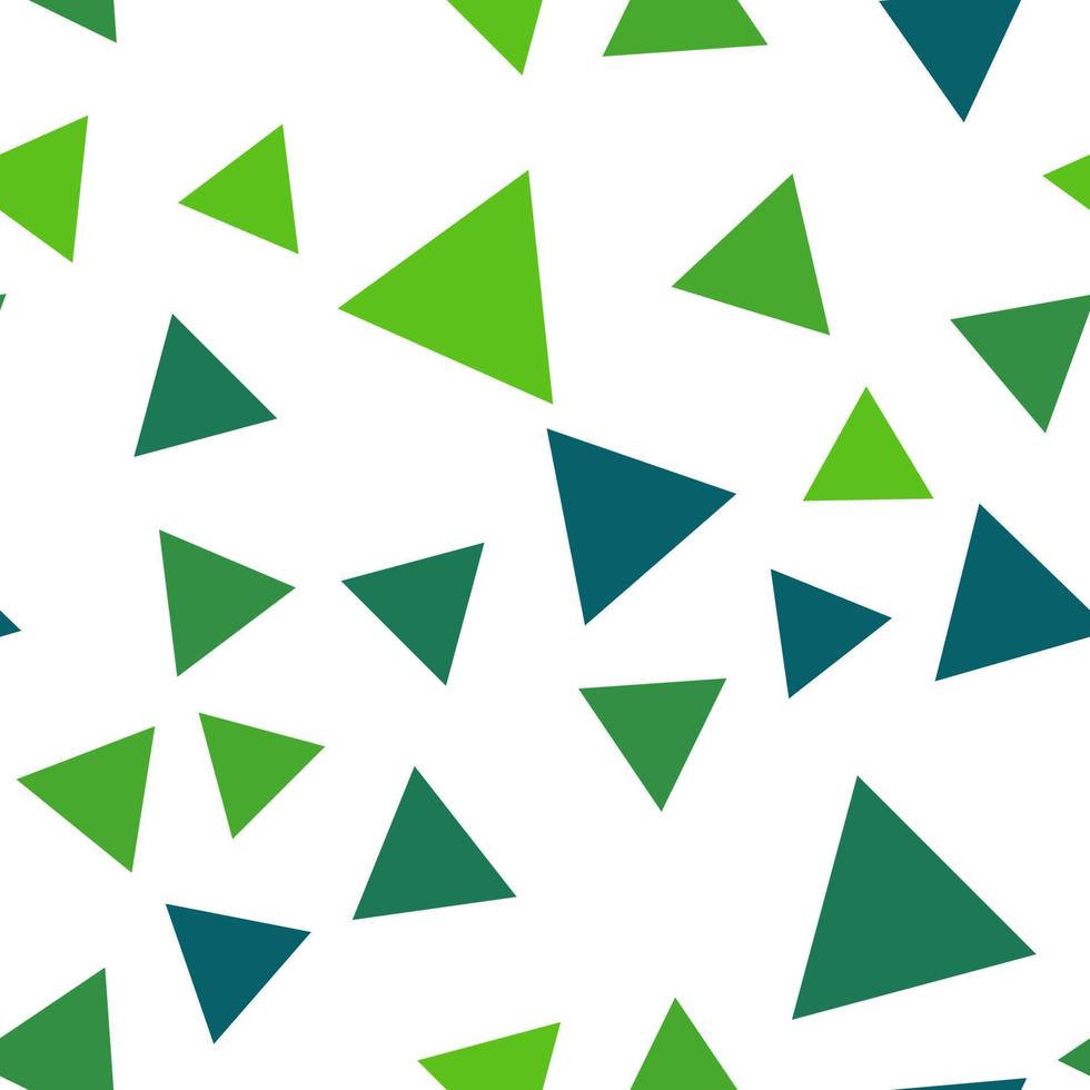 Geometric seamless pattern of big and small triangles in different shades of green for textile, paper and other surfaces vector