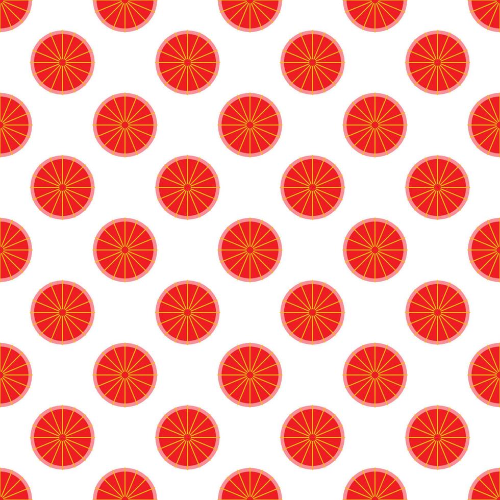 Geometrical seamless pattern of red circles with yellow lines insides. Perfect for fabric, textile, postcards, wallpapers vector