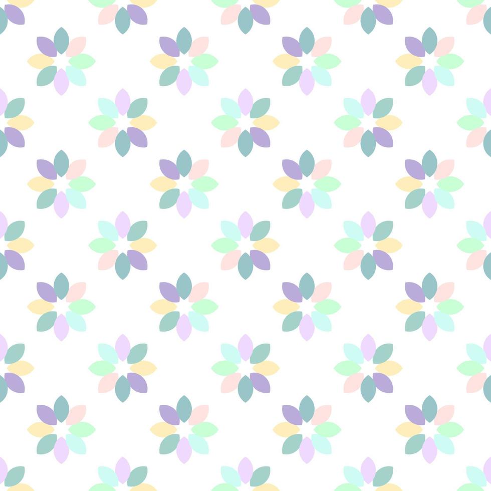 Seamless pattern of flower with yellow, blue, pink, green petals. Perfect for fabric, textile, postcards, wallpapers vector