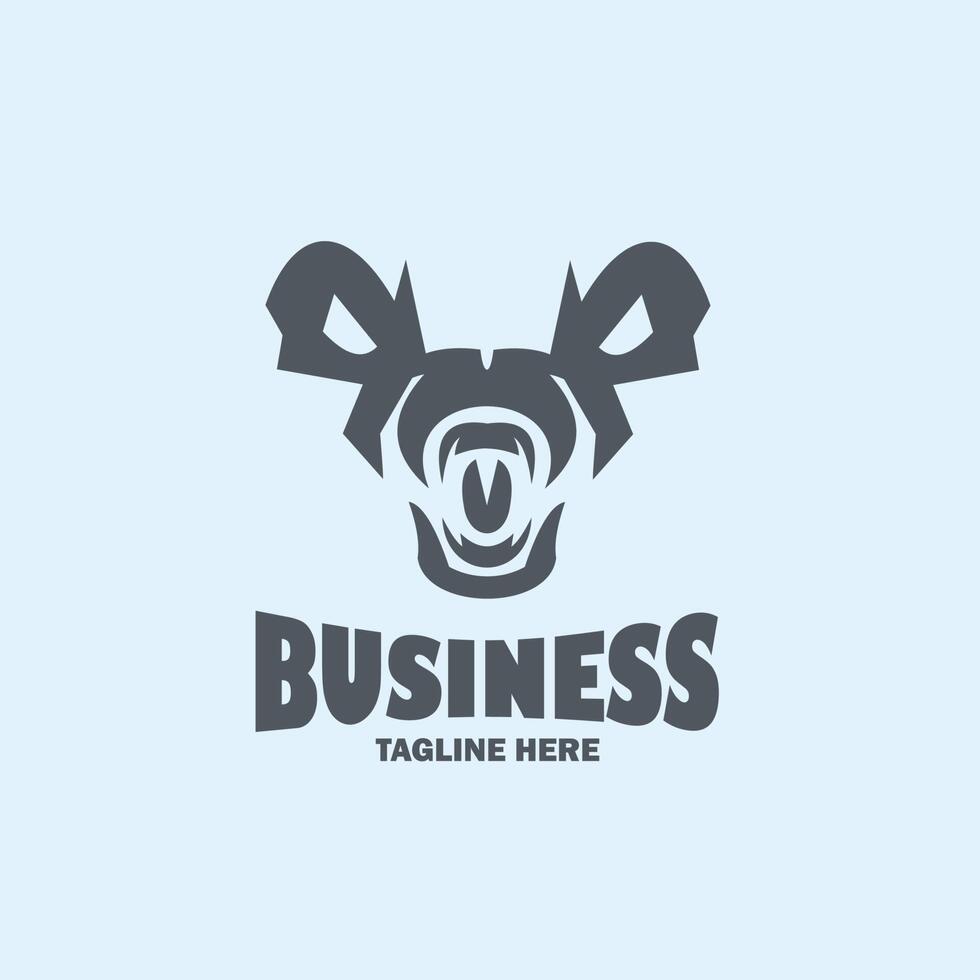 mouth and eyes bear gaping logo design, animal logo design, animal logo symbol vector