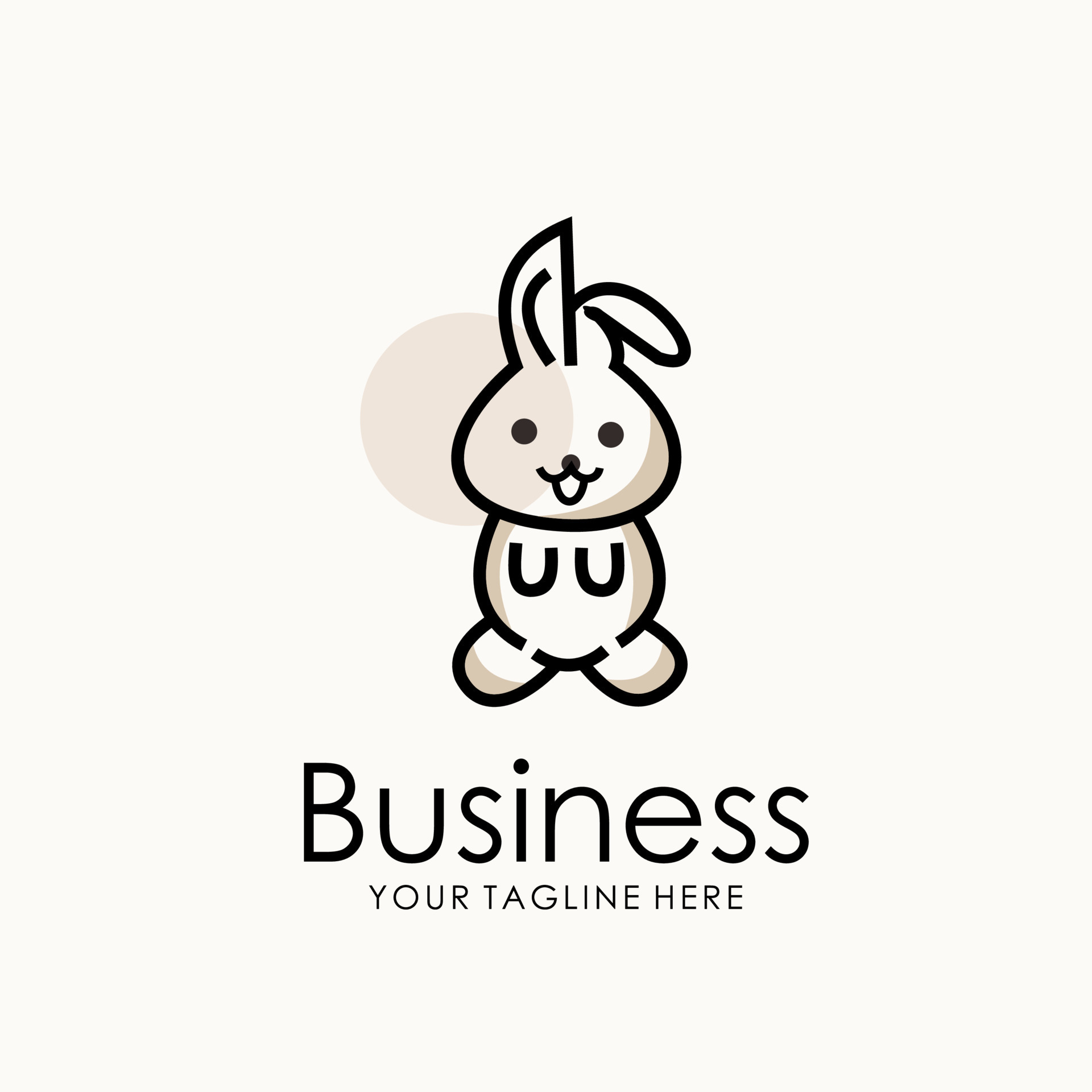 animal rabbit logo design, rabbit symbol shaped line art illustration