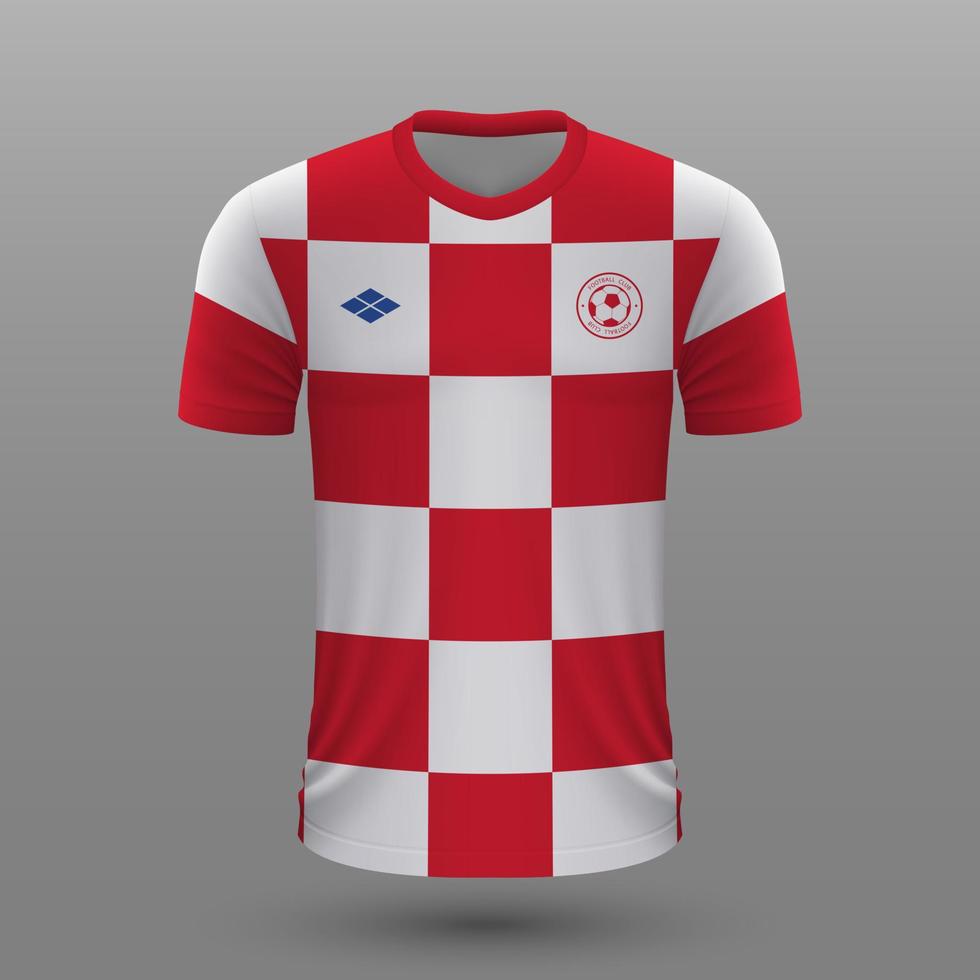 realista fútbol camisa , Croacia hogar jersey modelo para fútbol americano equipo. vector