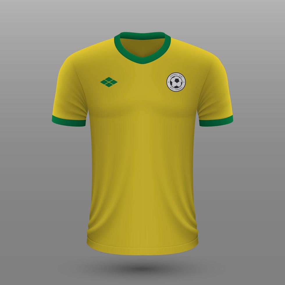 Realistic soccer shirt , Brazil home jersey template for football kit. vector