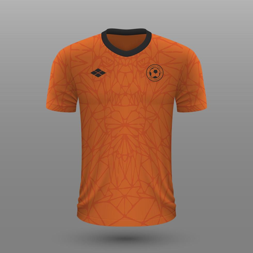 Realistic soccer shirt , Netherlands home jersey template for football kit. vector