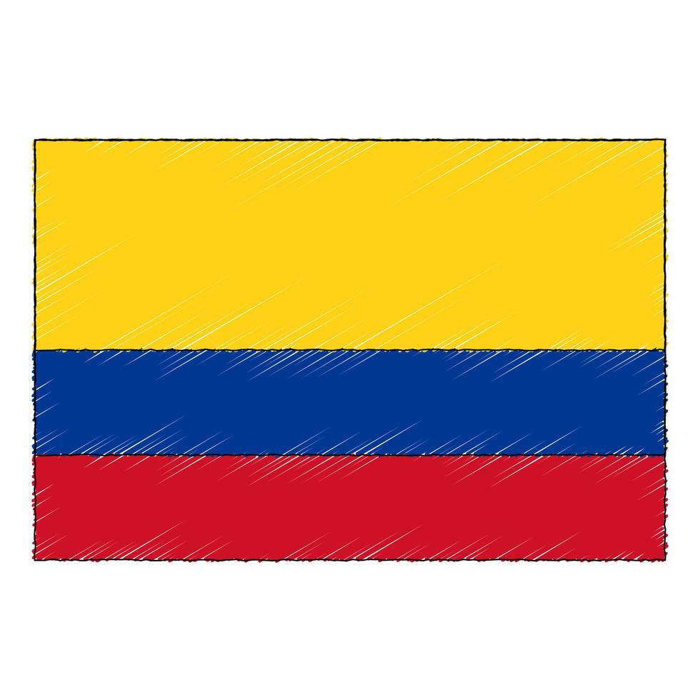 mano dibujado bosquejo bandera de Colombia. garabatear estilo icono vector
