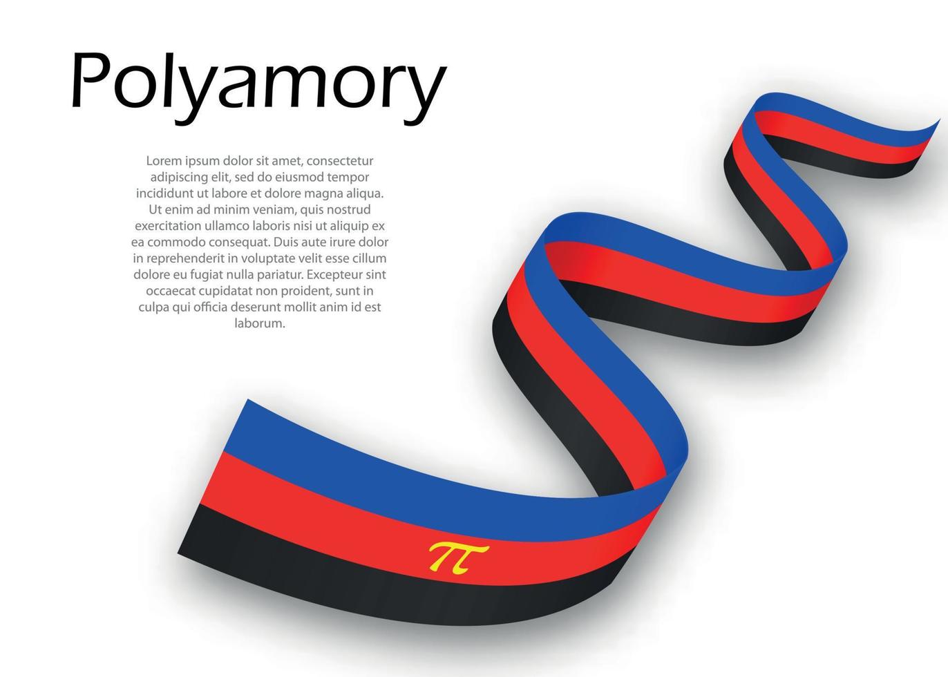 Waving ribbon or banner with Polyamory pride flag vector