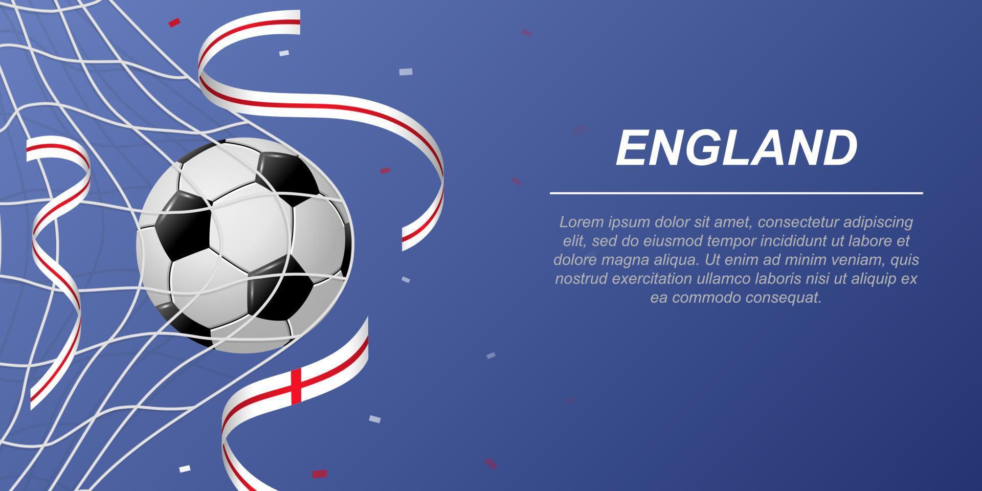 Soccer background with flying ribbons in colors of the flag of England vector