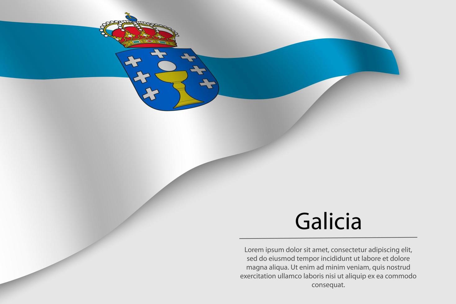 Wave flag of Galicia is a region of Spain. Banner or ribbon vector