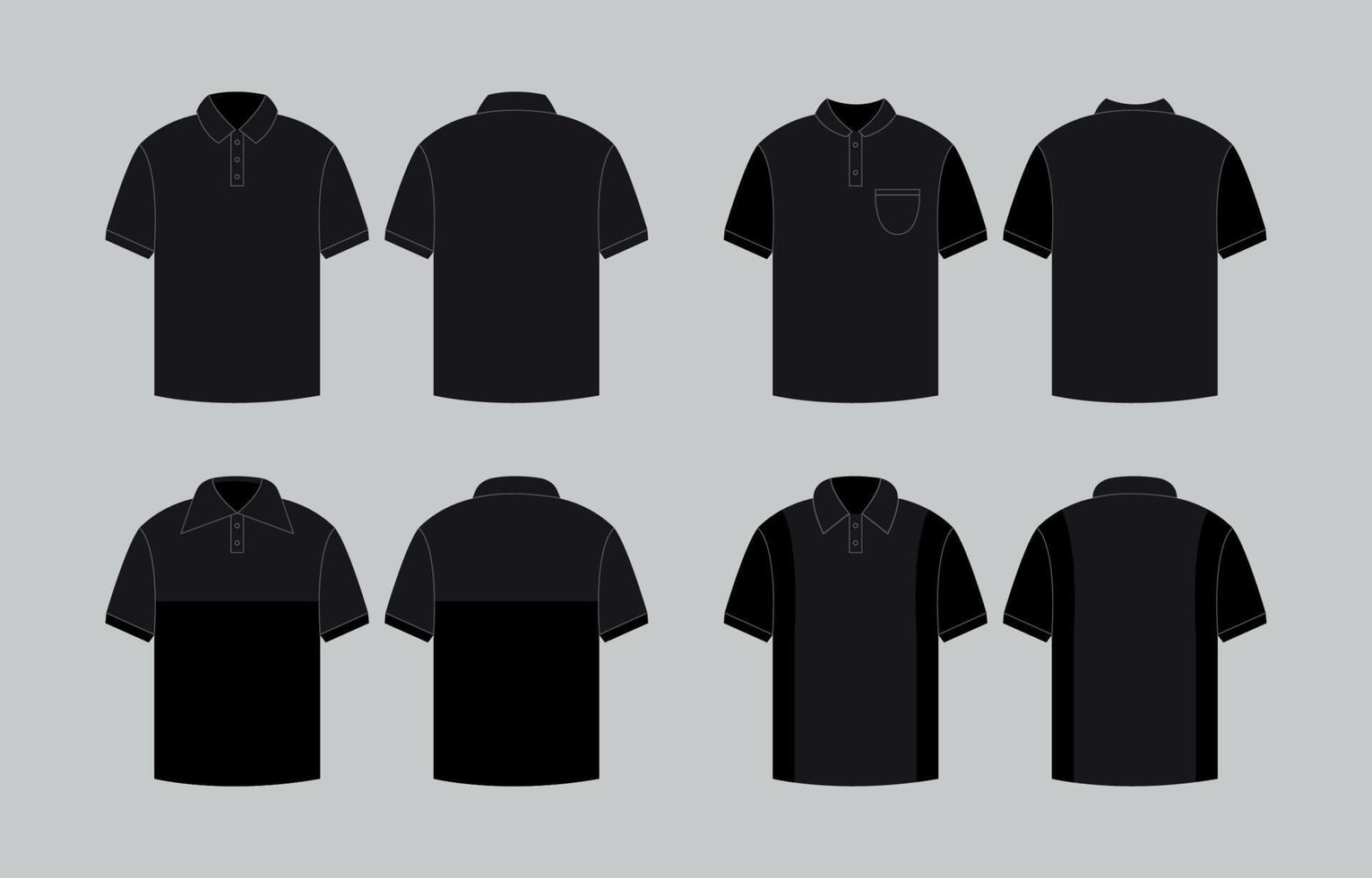 Outline Polo Black Mock Up Flat vector