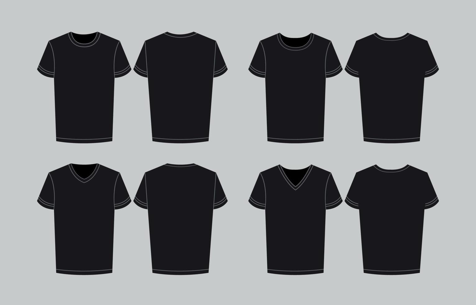Outline T-Shirt Black Mock Up Set vector