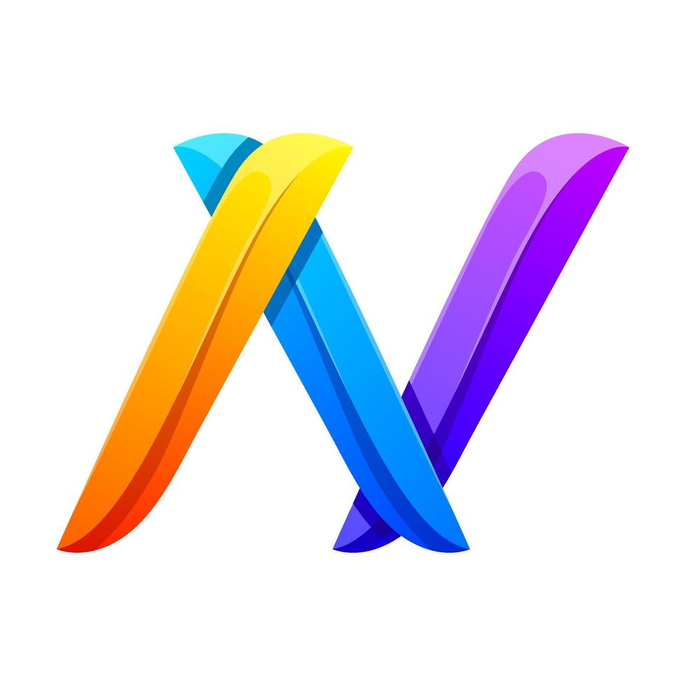 colorful letter N gradient logo design vector